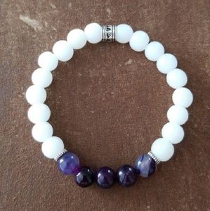 White and Purple Beaded Bracelet